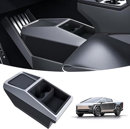 Center Console Storage Organizer Compatible with Tesla Cybertruck 2024+, Under-Screen Tray with Cup Holder, Fits Bottles
