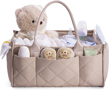 CEI-CEI Baby Diaper Caddy Organizer Handbags Large Nursery Storage Basket Handbags with Handles for Newborn Essentials, 