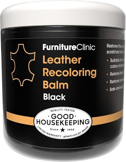 The Original Leather Recoloring Balm by Furniture Clinic - Black Leather Dye for Furniture, Couches & Car Seats - Restor