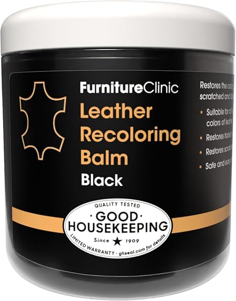 The Original Leather Recoloring Balm by Furniture Clinic - Black Leather Dye for Furniture, Couches & Car Seats - Restor