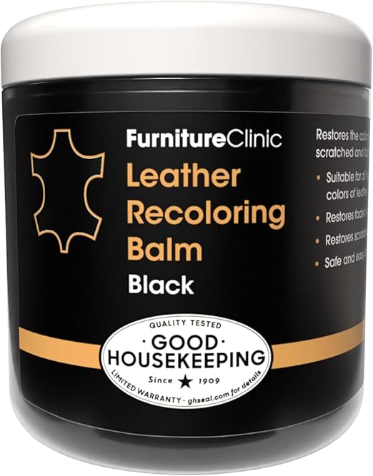 The Original Leather Recoloring Balm by Furniture Clinic - Black Leather Dye for Furniture, Couches & Car Seats - Restor