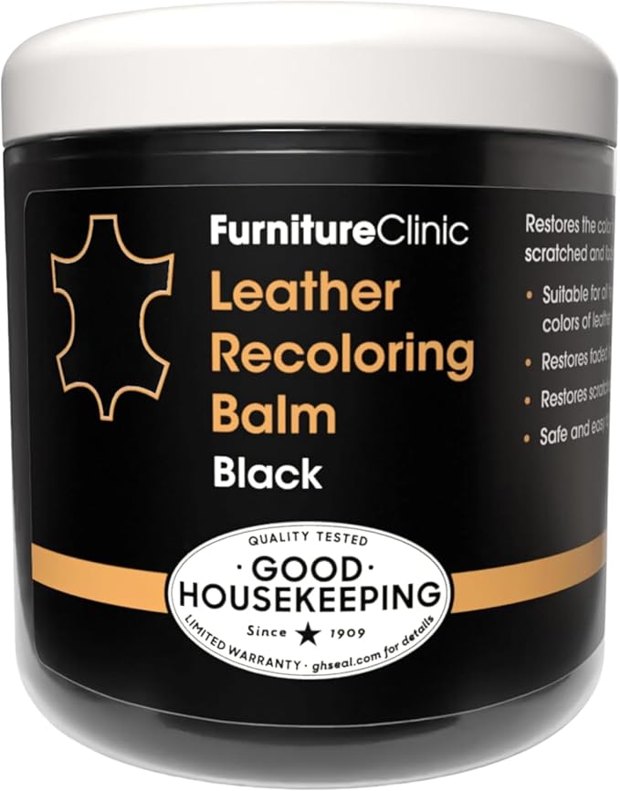 The Original Leather Recoloring Balm by Furniture Clinic - Black Leather Dye for Furniture, Couches & Car Seats - Restor