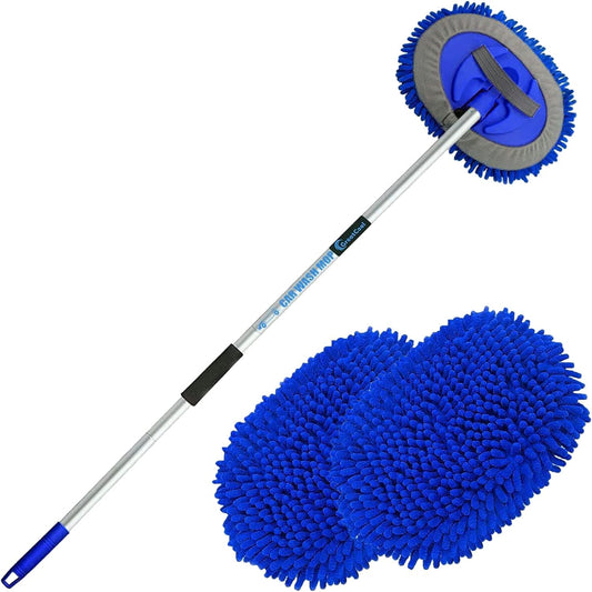 GreatCool 62-Inch Car Wash Mop Kit — Blue, 2 Mop Heads