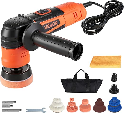 VEVOR Car Buffer Polisher, 1.2"/2"/3" Rotary Polisher Buffer, 600W 6 Variable Speeds 1000-4500RPM Car Polisher Waxer Kit