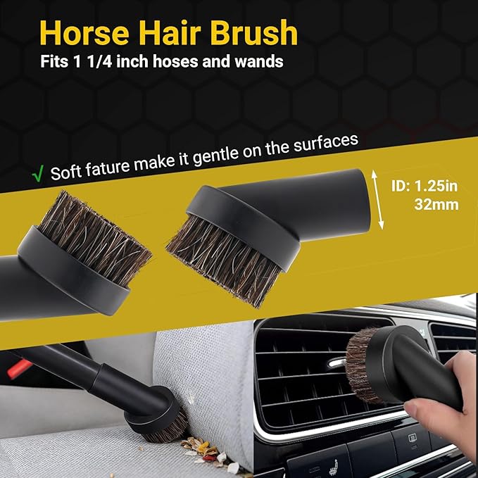 Vacuum Attachments Accessories Cleaning Kit Brush Nozzle Crevice Tool for 1 1/4 inch & 1 3/8 inch Standard Hose 6pcs