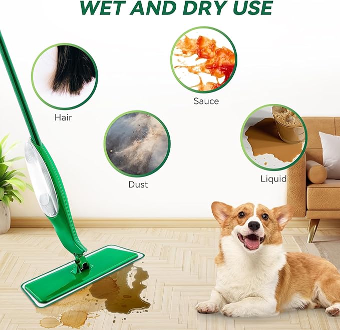 Mop Head Replacement for Libman Freedom Spray Mop - Washable Reusable Wet & Dry Cleaning - Microfiber Spray Mop Pads Refill for Multi-Surface Floor -8 Pack (Green）