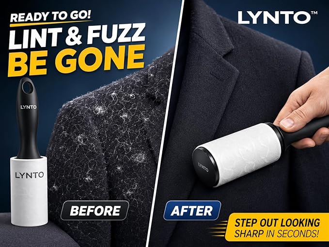 Lint Roller for Pet Hair – Extra Sticky Dog & Cat Hair Remover, 300 Sheets Value Set with 1 Handle + 5 Refill Rolls, Portable Lint Roller for Clothes, Couch & Car Seats