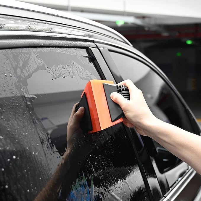 EHDIS 6'' Small Silicone Squeegee 5-inch Handy Small Rubber Window Shower Squeegee Auto Water Blade for Car Windshield, Window, Mirror, Glass Door, Ice Snow Removal Scraper Tool (Blue and Orange)