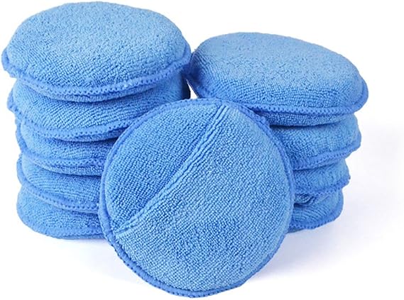 AutoCare Microfiber Wax Pads, Finger Pocket, 5in Blue Car Detailing Sponge, Pack 10