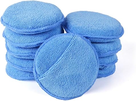 AutoCare Microfiber Wax Pads, Finger Pocket, 5in Blue Car Detailing Sponge, Pack 10