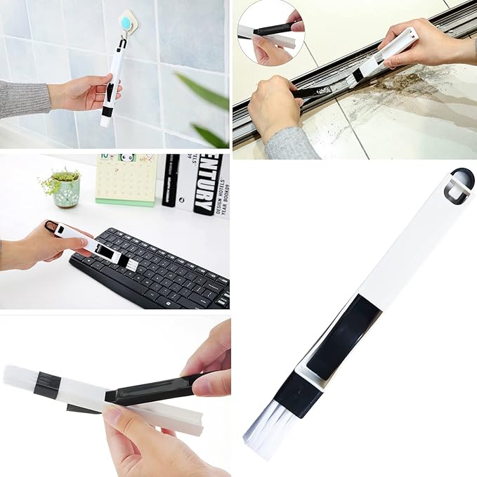 Broom and Dustpan Tweezers Tongs Cleaning Brushes Groove Gap Clean Tool Set 4 Pcs Kitchen Cleaning Brushes mini Kit Multipurpose Small Set for Home Door Window Track Tables Keyboards