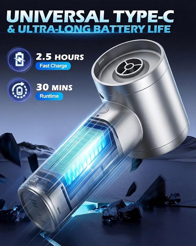 2026 Upgraded Handheld Car Vacuum, Cordless Car Vacuum Cleaner with 15000Pa Strong Suction, Brushless Motor & Filter, 7-in-1 Cleaning Kit, Type-C Charging for Home Office Car Pet (Silver)