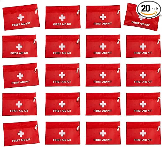 20 Pack Empty First Aid Kit Bag, Small First Aid Pouch Bulk, Water Resistant Travel Medical Organizer, Mini Emergency Su