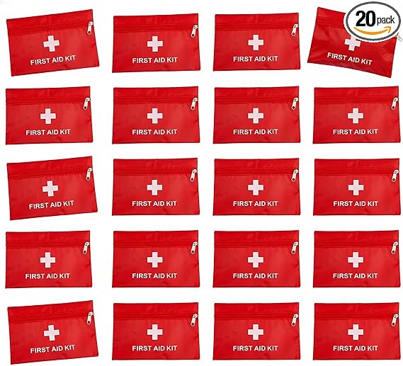 20 Pack Empty First Aid Kit Bag, Small First Aid Pouch Bulk, Water Resistant Travel Medical Organizer, Mini Emergency Su