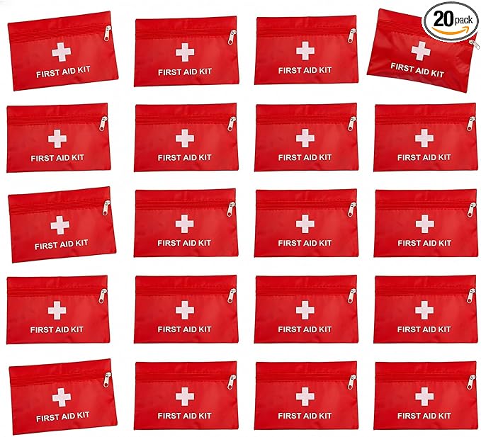 20 Pack Empty First Aid Kit Bag, Small First Aid Pouch Bulk, Water Resistant Travel Medical Organizer, Mini Emergency Su