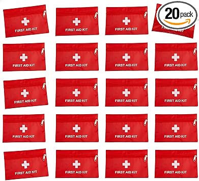 20 Pack Empty First Aid Kit Bag, Small First Aid Pouch Bulk, Water Resistant Travel Medical Organizer, Mini Emergency Su