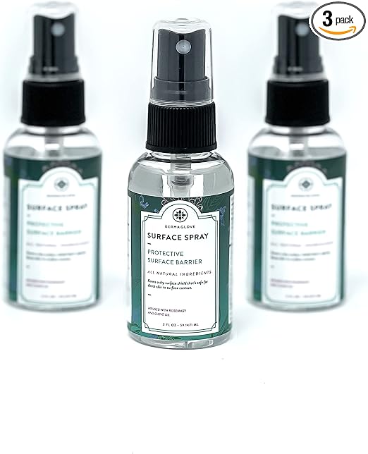 DERMAGLOVE SURFACE SPRAY 3 PACK KIT, 3 Mini 2 FL OZ spray bottles, Organics meets science spray purifies unsafe surfaces