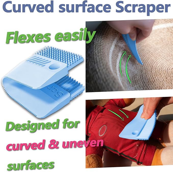 2 Pack Portable Pet Dogs Cats Hair Remover Lint Removal Shaver Tool Fur Scraper Carpet Rake for Couch Furniture Car Mats Fabric Sofa Clothes Bedding Blue