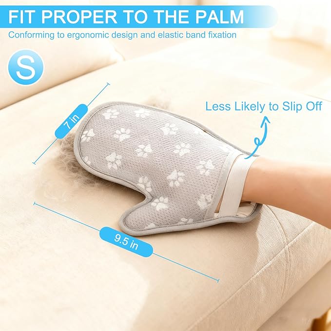EXPAWLORER Pet Hair Removal Glove for Dogs & Cats, Washable Reusable Electrostatic Magic Brush Pet Hair Remover Glove, Upgraded Fur Removal Tool Grooming for Carpet Couch Sofa Clothing Car Seat, S
