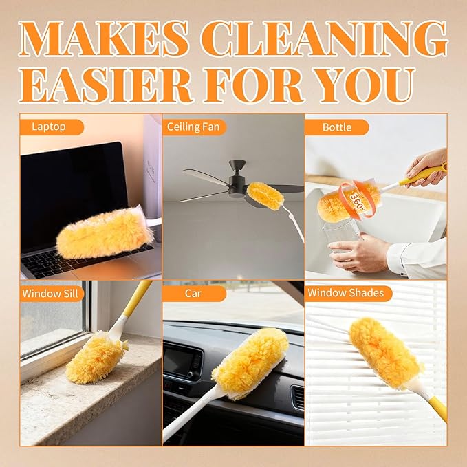 20 Count Duster Refill for Swiffer Duster with 1 Handle, Heavy Duty Duster Refills, 360 Dusters Refills Kit, Disposable Dusters for Swiffer Duster Extended Handle for Cleaning