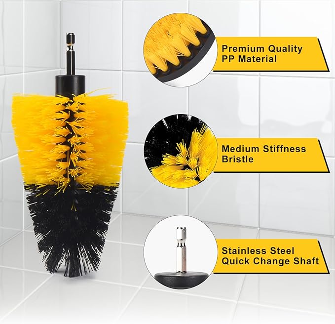 18 Pack Drill Brush Attachment Set, Power Cleaning Scrub Brushes for Drill, Extend Long Attachment, All Purpose for Car Detailing, Bathroom, Carpet, Tile Grout, Sinks, Corners