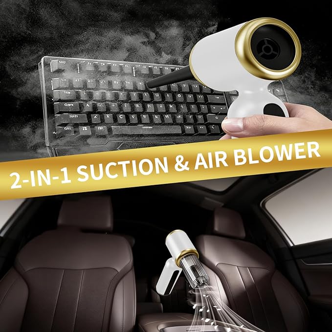 2 in 1 Handheld Car Vacuum Portable Cordless, 2 Speed Handheld Vacuum 20000PA High Power Air Blower & Pump & Air Duster, Mini Hand Held Vacuum Rechargeable for Home, Car, Office, Pet Hair