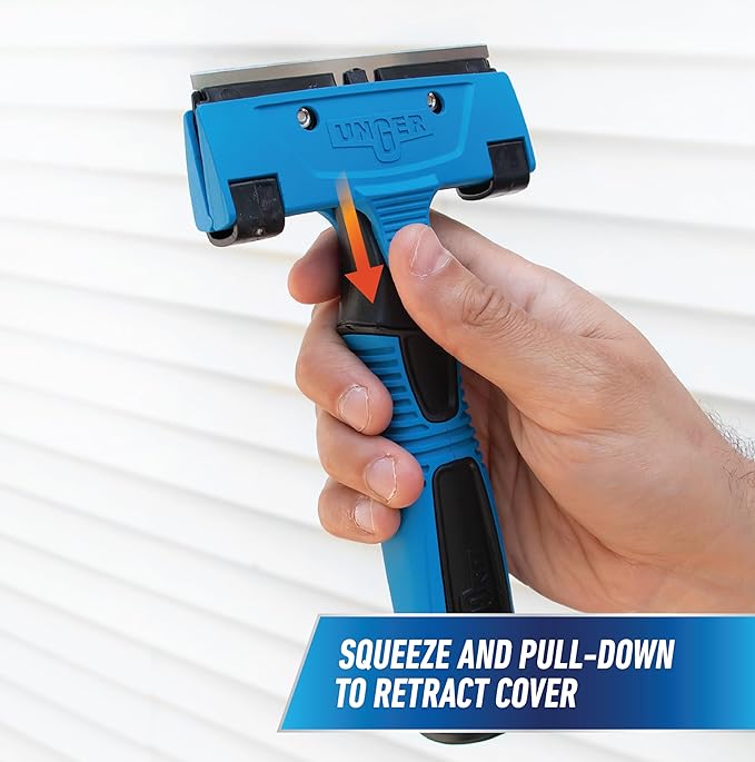 Unger Professional Connect and Clean 4" All-Purpose Scraper, Window, Glass, and Floor Scraping Tool Supplies, Adhesive Removal, Gum, Stickers, Paint Removal, Dual-Sided Blade