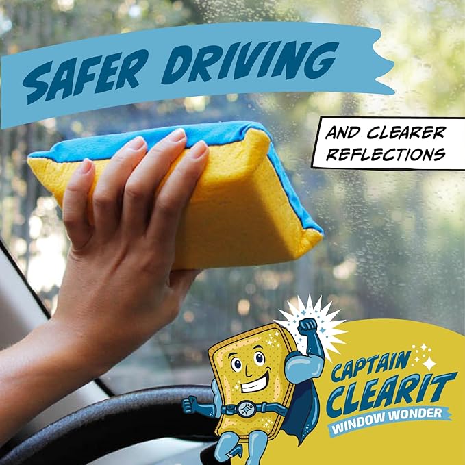 Sponge - Window Cleaner Tool for Car Windshield, Mirrors, Glass - Non-Scratch, Super Absorbent Window Cleaning Sponges - Car Cleaning Supplies 2-Pack - 6 X 4.5 X 2 in