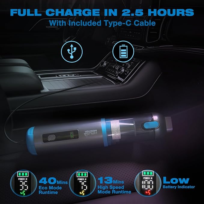 HAUSMEISTER Airflex One Cordless Car Vacuum 16000Pa, 4-in-1 Handheld Vacuum with Air Duster & Inflator, Portable Mini Vac for Car Detailing, Pet Hair, Keyboard Cleaning (Gray)