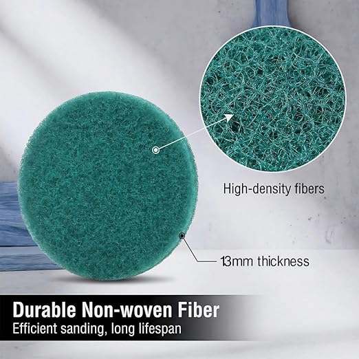 4 Inch 180 Grit Drill Brush Scrubber Scouring Pads, 20 Pcs Hook & Loop Power Scrubber Scour Pads for Rotary Tools, Random Orbital Sander (Green)