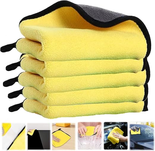5 Packs Microfiber Towels for Cars,High GSM, Highly Absorbent, Soft Microfiber Towel, Lint-Free Microfiber Cleaning Clot