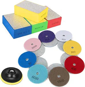 GDDGHS 19pcs Diamond Sanding Pads 50-8000 Grit, Upgraded 4 Inch Diamond Polishing Pads Kit for Marble Stone Granite Conc