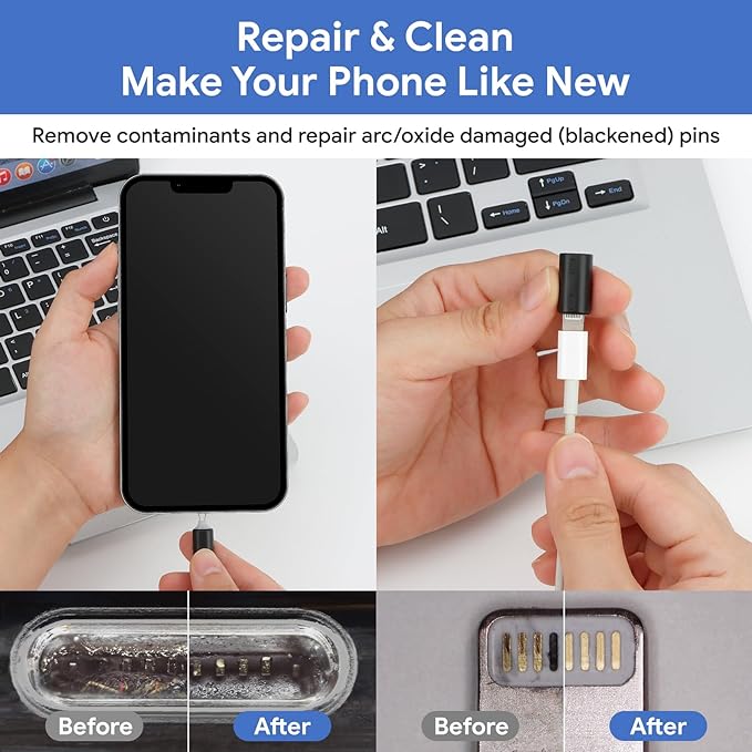 for iPhone Cleaning Kit for Charging Port Cleaner, Multi-Tool Cleaner Kit for AirPods and ipad(USB C) Speaker & Charger Port, Repair & Recovery for Lightning Cables & Connectors, Easy Storage