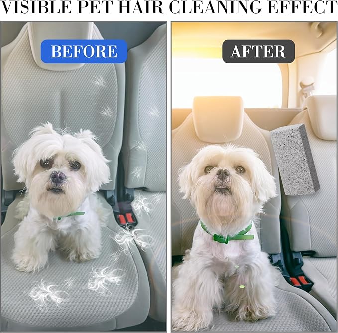 Loopeer 2 Pcs Pet Hair Remover Pumice Stone for Dog Cat Hair Removal Cleaning Pet Fur Stone 6 Inch Dog Fur Cleaning Tool for Car Interior Bedding Carpet Couch Furniture(3.74 x 2 x 1.6 in)