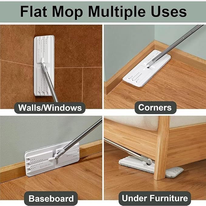 JOYMOOP Microfiber Mop Replacement Pads, 4-Pack 13" × 4.9", Dual Grey & Stripe Pads for Wet & Dry Cleaning, Compatible with Microfiber Flat Mop Heads, Machine Washable, Durable and Scratch-Free