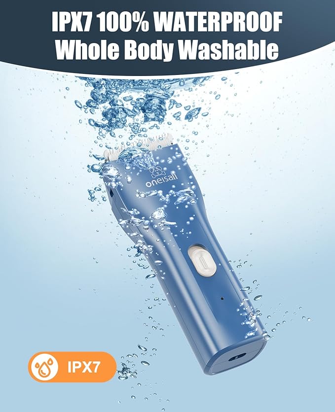 oneisall Pet Clipper for Cat Matted Hair, Pet Shaver for Cats Quiet Pet Clippers Waterproof Cordless Cat Clippers for Matted Long Hair with Storage Bag (Blue)