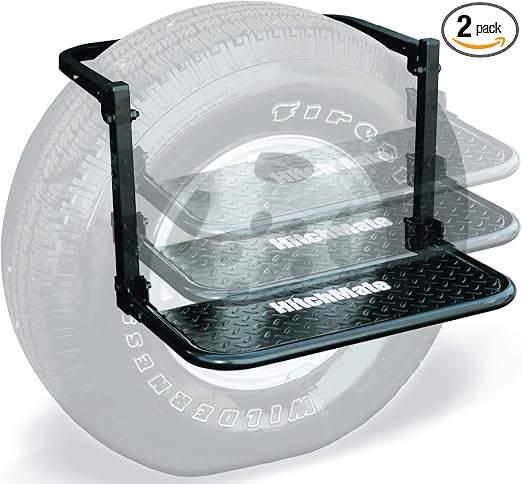 Heininger HitchMate TireStep – Adjustable Step for SUVs, RVs & Trucks, Tires Up to 12.5" Wide, 22"x10" Platform, 400 lb 