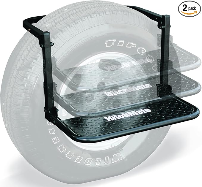 Heininger HitchMate TireStep – Adjustable Step for SUVs, RVs & Trucks, Tires Up to 12.5" Wide, 22"x10" Platform, 400 lb 