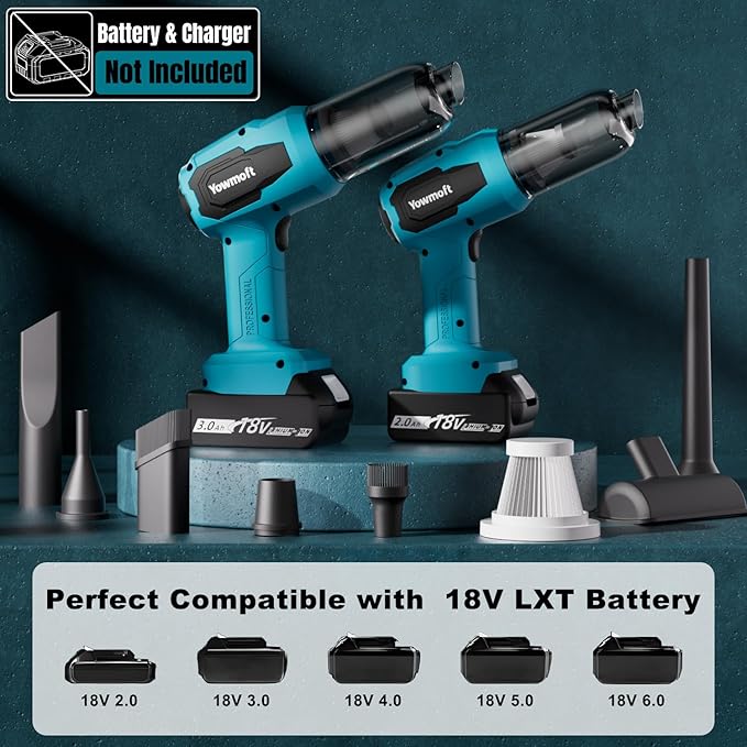 3 in 1 Handheld Car Vacuum Compatible with Makita 18V Battery with 21000pa Strong Suction, Handheld Vacuum Cordless & Blower with 200W Brushless Motor, Mini Vacuum Cleaner for Car, Home (No Battery)