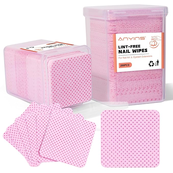 Lint Free Nail Wipes, 400PCS Lint Free Wipes Non-woven Fabric Nail Polish Remover Super Absorbent Soft Cotton Pads for Lash Extensions Glue Cleaning Salon Supplies & Home DIY