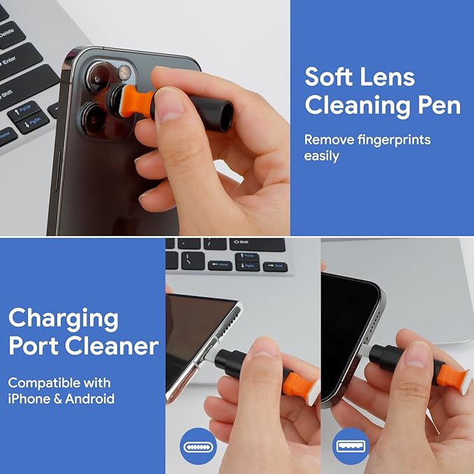for iPhone Cleaning Kit for Charging Port Cleaner, Multi-Tool Cleaner Kit for AirPods and ipad(USB C) Speaker & Charger Port, Repair & Recovery for Lightning Cables & Connectors, Easy Storage