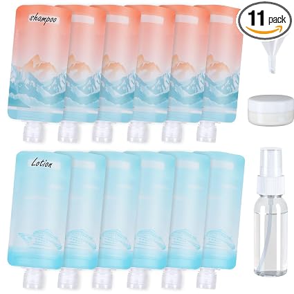 PACKISM 15 Pack Travel Pouches for Toiletries - 90ml 3 oz Liquid Container
