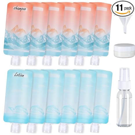 PACKISM 15 Pack Travel Pouches for Toiletries - 90ml 3 oz Liquid Container