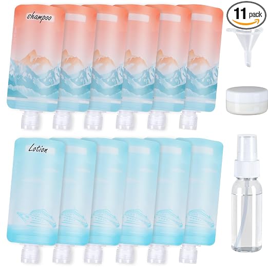 PACKISM 15 Pack Travel Pouches for Toiletries - 90ml 3 oz Liquid Container