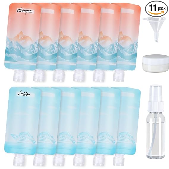 PACKISM 15 Pack Travel Pouches for Toiletries - 90ml 3 oz Liquid Container