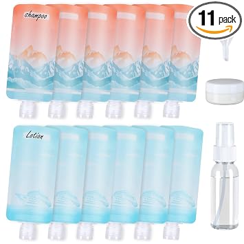 PACKISM 15 Pack Travel Pouches for Toiletries - 90ml 3 oz Liquid Container