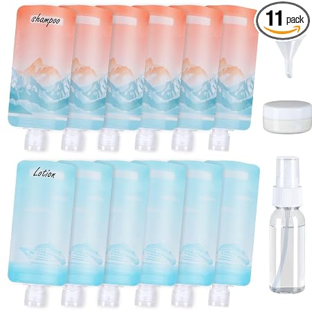 PACKISM 15 Pack Travel Pouches for Toiletries - 90ml 3 oz Liquid Container