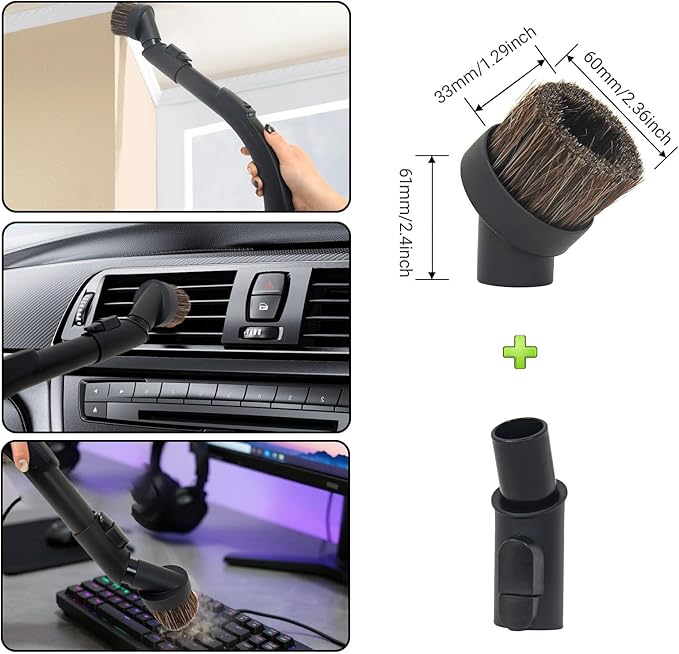 EZ SPARES Replacement for Mie C1 C2 C3, Vacuum Cleaner Brush, Horsehair Brush Kit,Crevice Tool Kits Accessories For Miele Parquett Twister SBB Attachment
