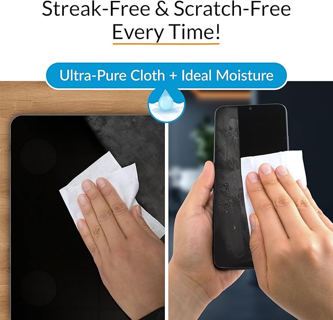 iCloth Large Screen Cleaning Wipes for Electronics, Lint-Free and Streak-Free, Fast-Drying, Removes Dust, Fingerprints, and Smudges (100 Wipes)