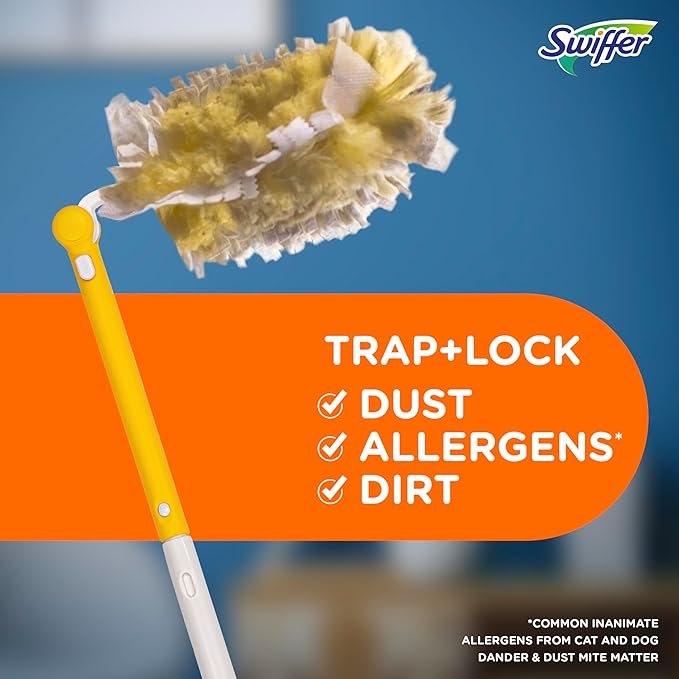 Swiffer Duster Kit with 3 ft Extendable Handle, Heavy Duty Dusting Starter Kit with 3 Refills, for Ceiling Fans, Vents and Hard to Reach Places (Pack of 6)